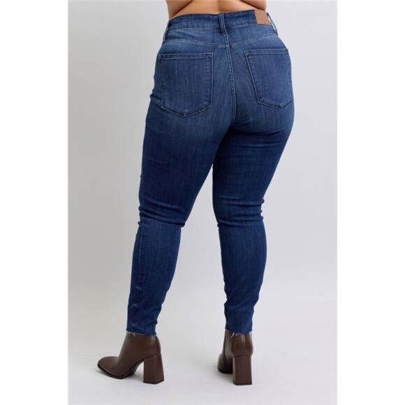 Judy Blue Full Size Mid Rise Skinny Jeans with Raw Hem Plus Size - Picture 3 of 3